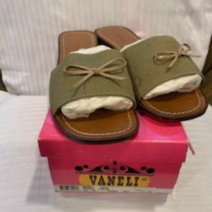 Women's Khaki Linen Flat Sandal